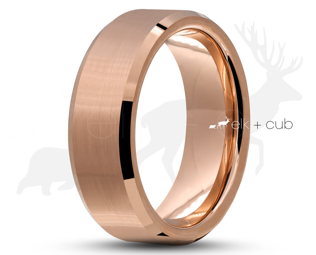 Titanium ring with hot sale rose gold inlay