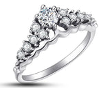 925 Sterling Silver Ring With Large Cubic Zirconia In Crown | 2mm