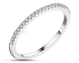 925 Sterling Silver Ring With Cubic Zirconia Stones Half Way Round | 1mm