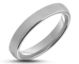 Silver Tungsten Ring With Silver Inlay - Curved With Gloss Finish | 2mm