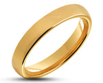 Gold Tungsten Ring With Gold Inlay - Curved With Gloss Finish | 2mm