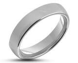 Silver Tungsten Ring With Silver Inlay - Curved With Gloss Finish | 4mm