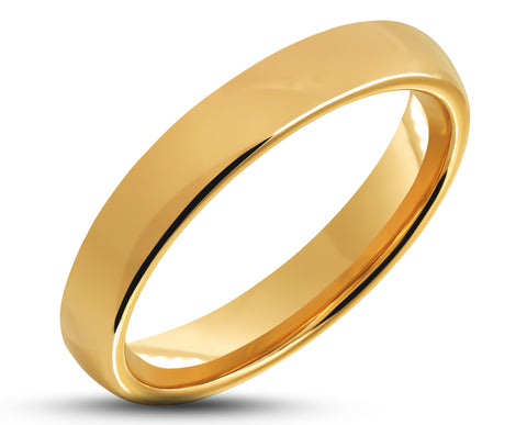 Gold Titanium Ring With Gold Inlay - Curved With Gloss Finish | 2mm