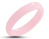 Pink Ceramic Ring With Pink Inlay - Curved With Gloss Finish | 3mm