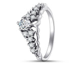 925 Sterling Silver Ring With Large Cubic Zirconia In Crown | 2mm