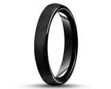 Black Titanium Ring With Black Inlay - Curved With Gloss Finish | 2mm