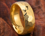 Gold Damascus Ring – Hammered Finish | 8mm | MADE TO ORDER