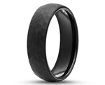 Black Tungsten Ring With Black Inlay - Hammered Finish | 6mm