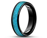 Black Tungsten Ring With Turquoise - Curved Gloss Finish | 6mm