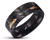 Black Damascus Ring – Square With Gold Leaf | 8mm | MADE TO ORDER