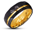 Black Damascus Ring – Hammered With Gold | 8mm | MADE TO ORDER