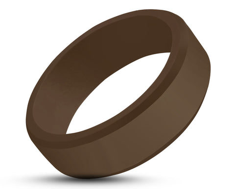 Brown Silicone Ring With Bevelled Edges - Matte Finish | 8mm