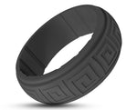 Dark Grey Silicone Ring With Meander Pattern - Matte Finish | 8mm