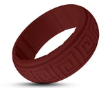 Red Silicone Ring With Meander Pattern - Matte Finish | 8mm