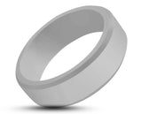 Silver Silicone Ring With Bevelled Edges - Matte Finish | 8mm