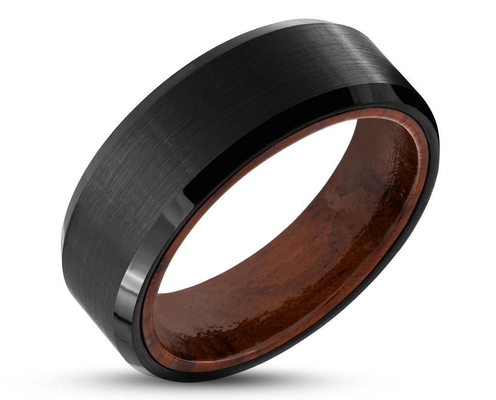 Blaze Tungsten Ring with Black - Linda & Co