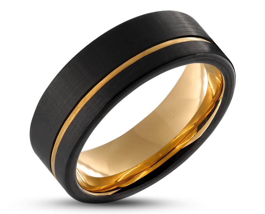 Buy Gold and Black Stainless Steel Matte Finish Hammered Band Ring Online -  INOX Jewelry - Inox Jewelry India